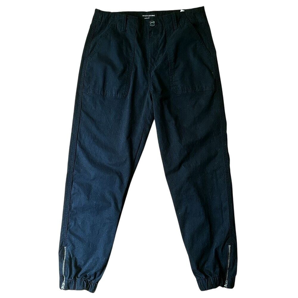 Banana Republic Authentic Chino Zippered Ankle Black Utility Joggers 6